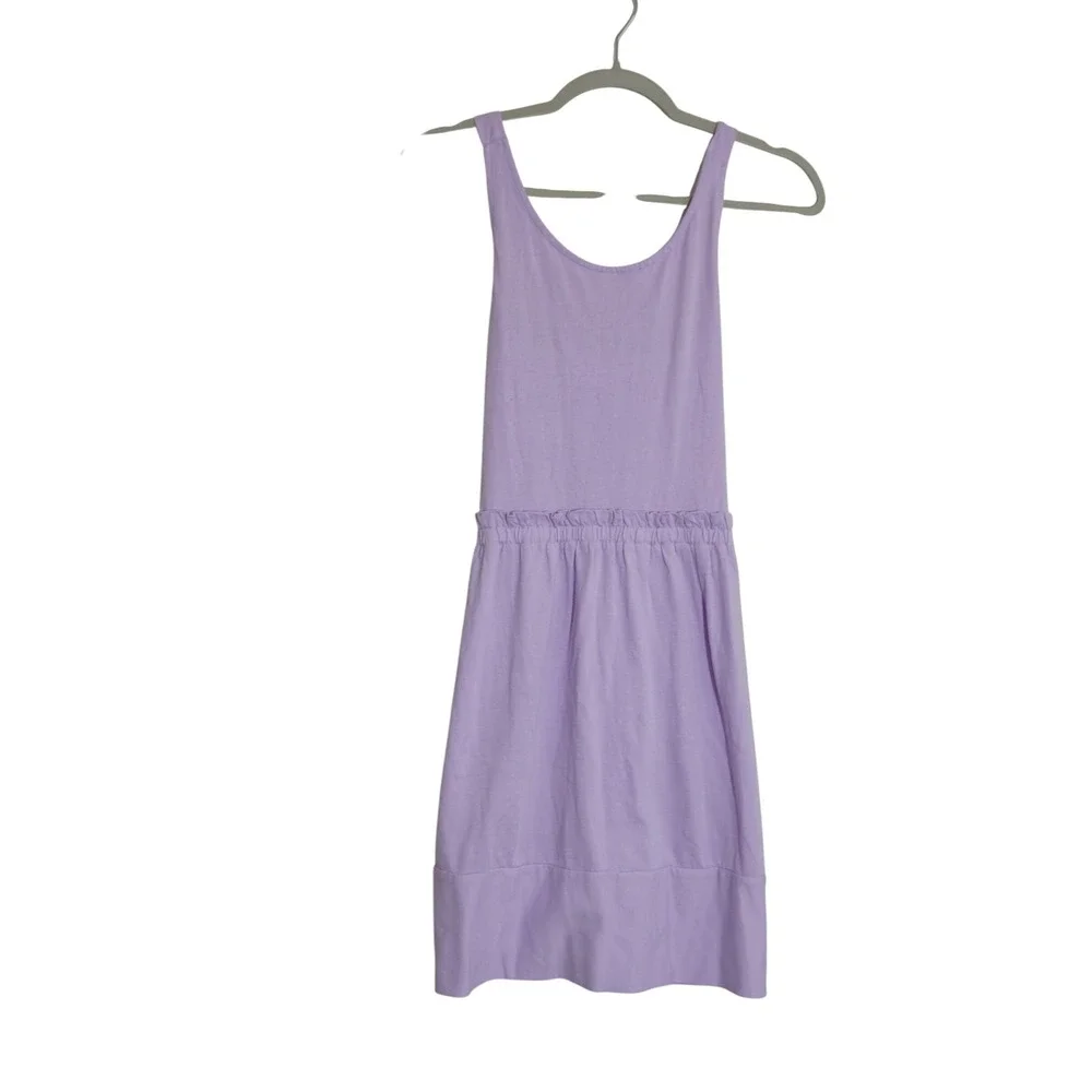 Crewcuts Girls Size 14 Lavender Purple Cotton Knit Ruffle Waist Dress NEW